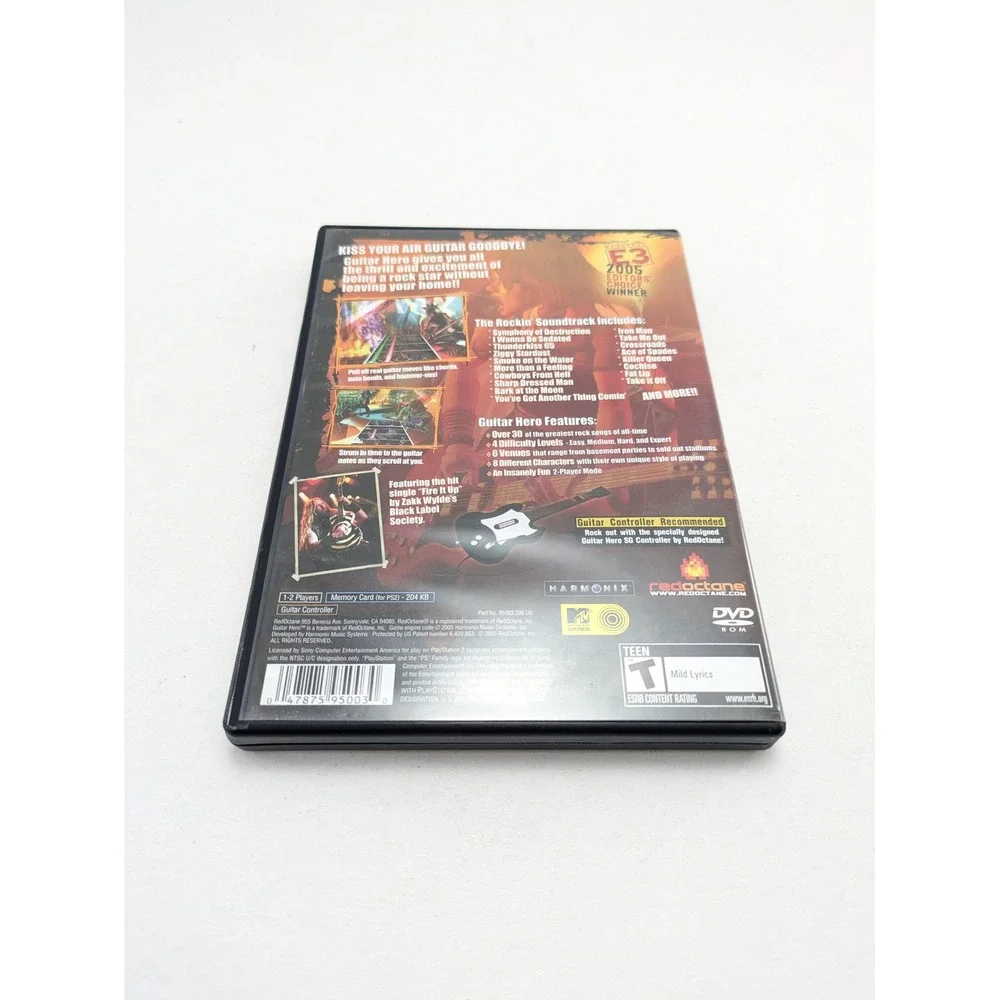 PlayStation 2 Guitar Hero RedOctane Music Rhythm Game SLUS 21224 PS2